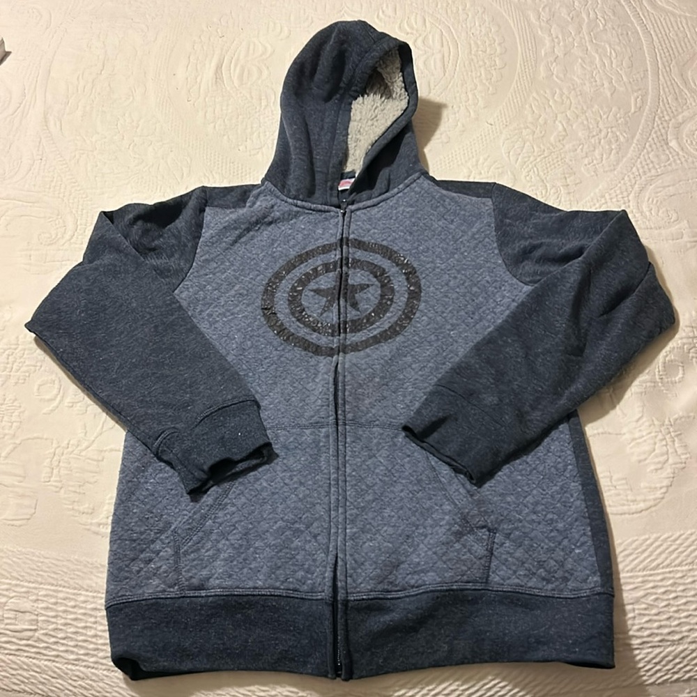 Kids XL Captain America Zip Front Hoodie